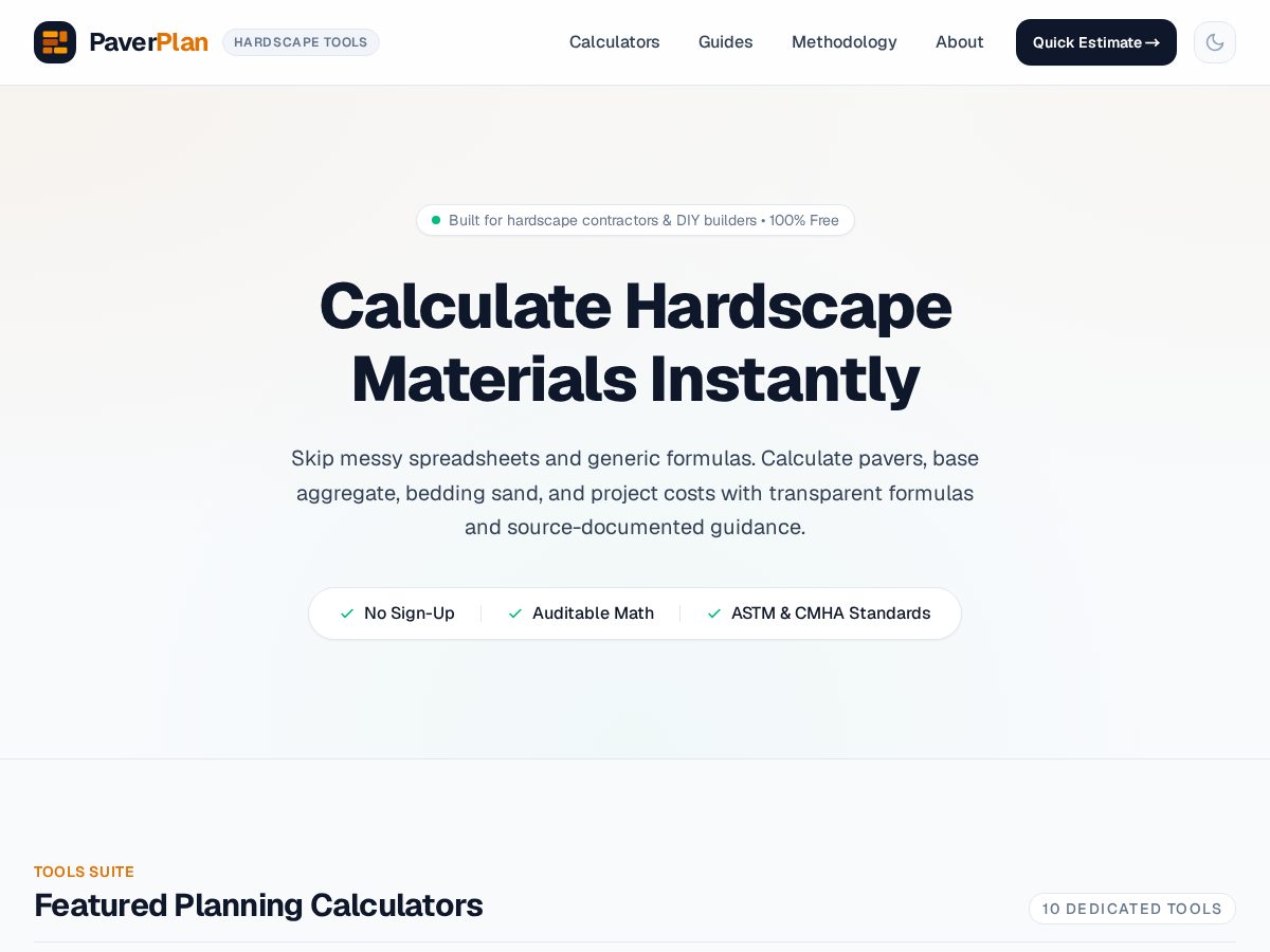 Landing-page snapshot of paverplan.com
