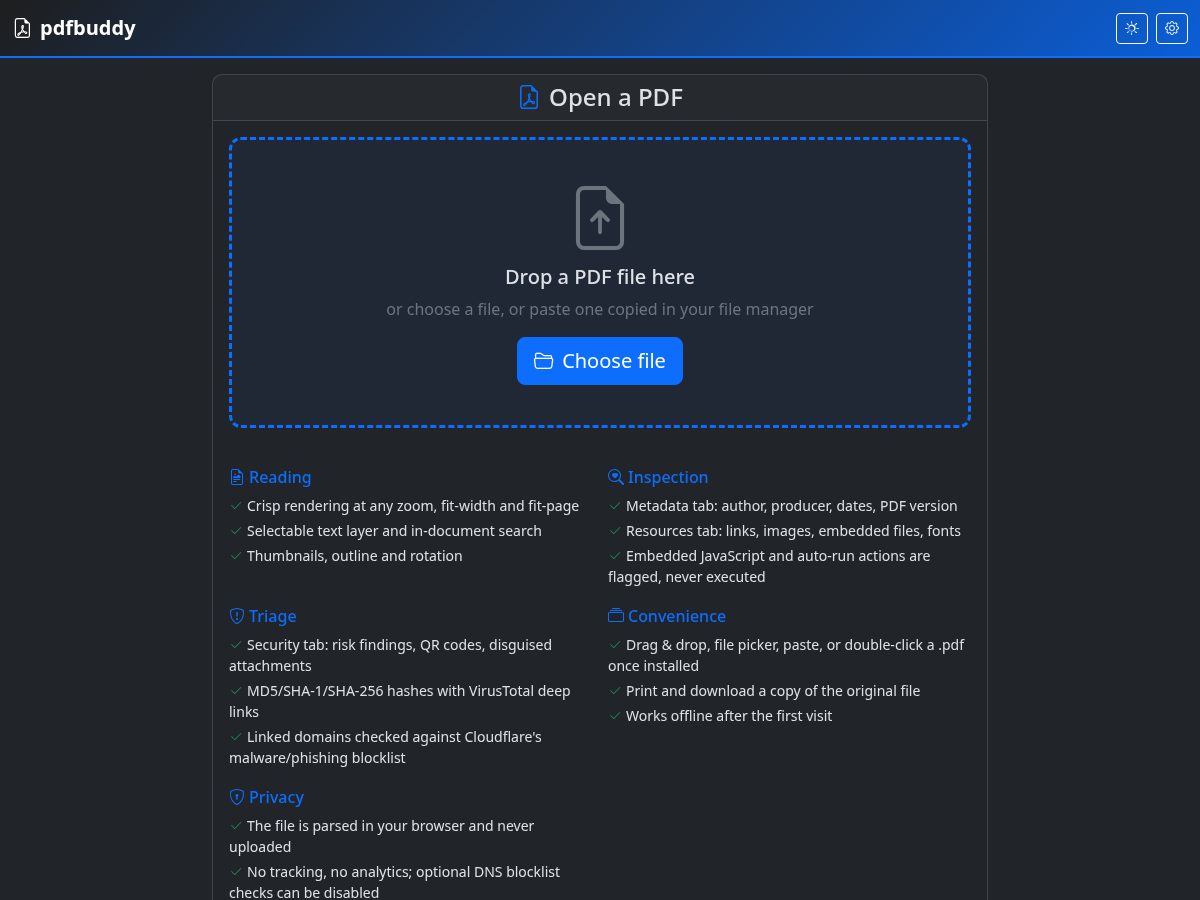 Landing-page snapshot of pdfbuddy.app