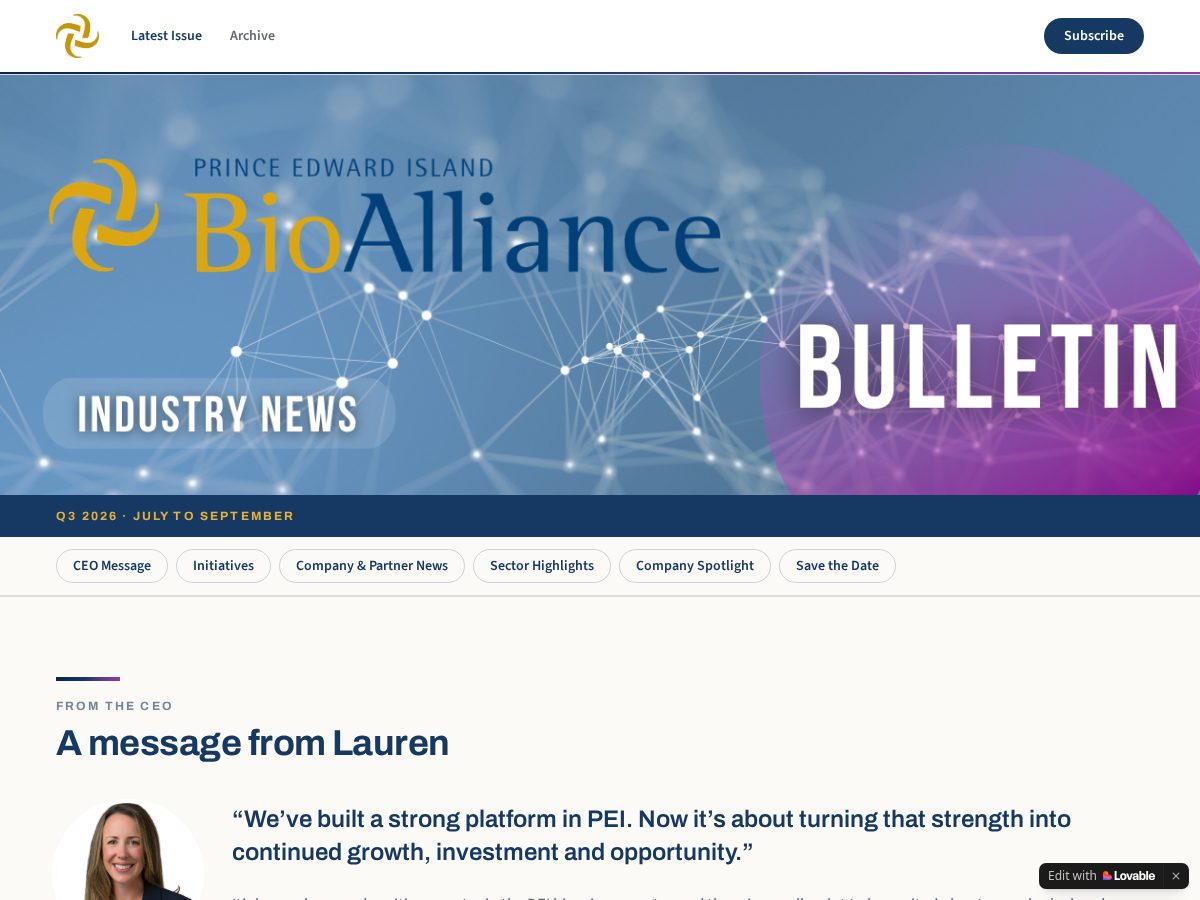 Landing-page snapshot of peibiobulletin.com
