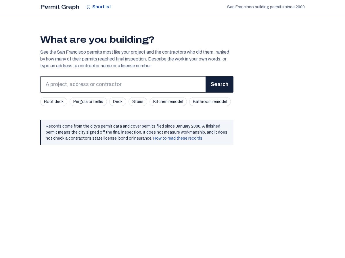 Landing-page snapshot of permitgraph.org