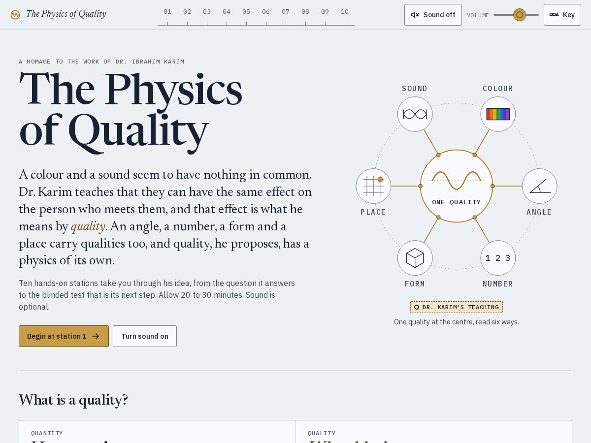 Landing-page snapshot of physicsofquality.com