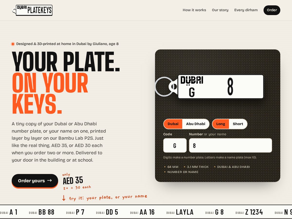 Landing-page snapshot of platekeys.com