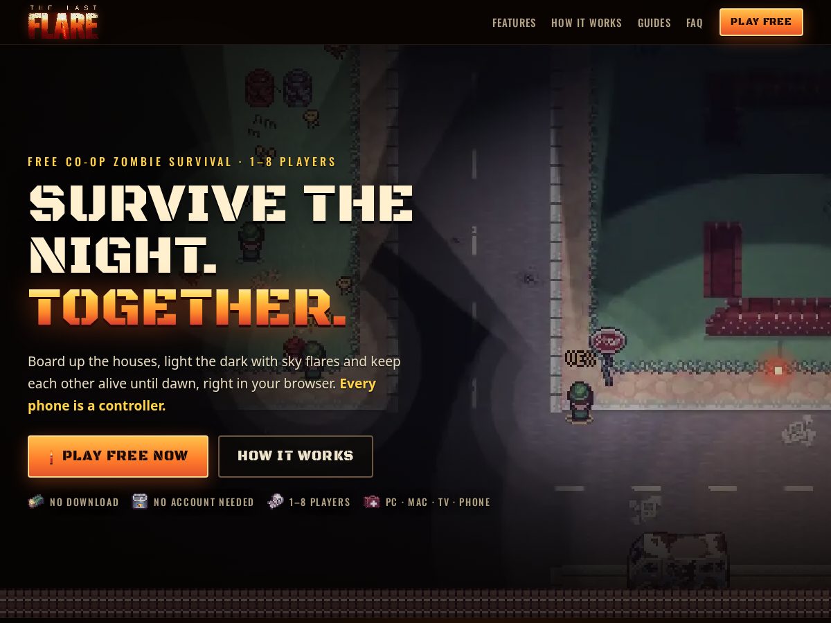 Landing-page snapshot of playlastflare.com