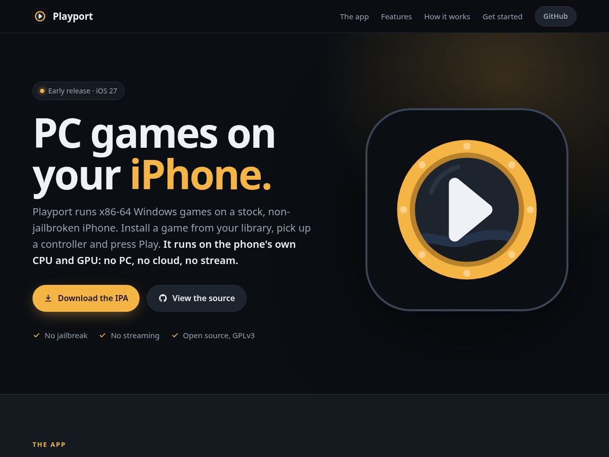 Landing-page snapshot of playport.dev