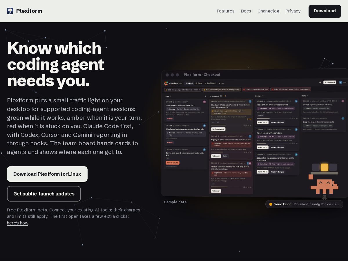 Landing-page snapshot of plexiform.dev