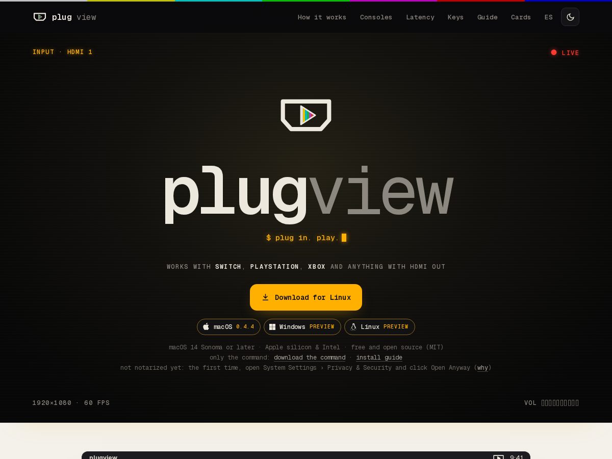 Landing-page snapshot of plugview.app