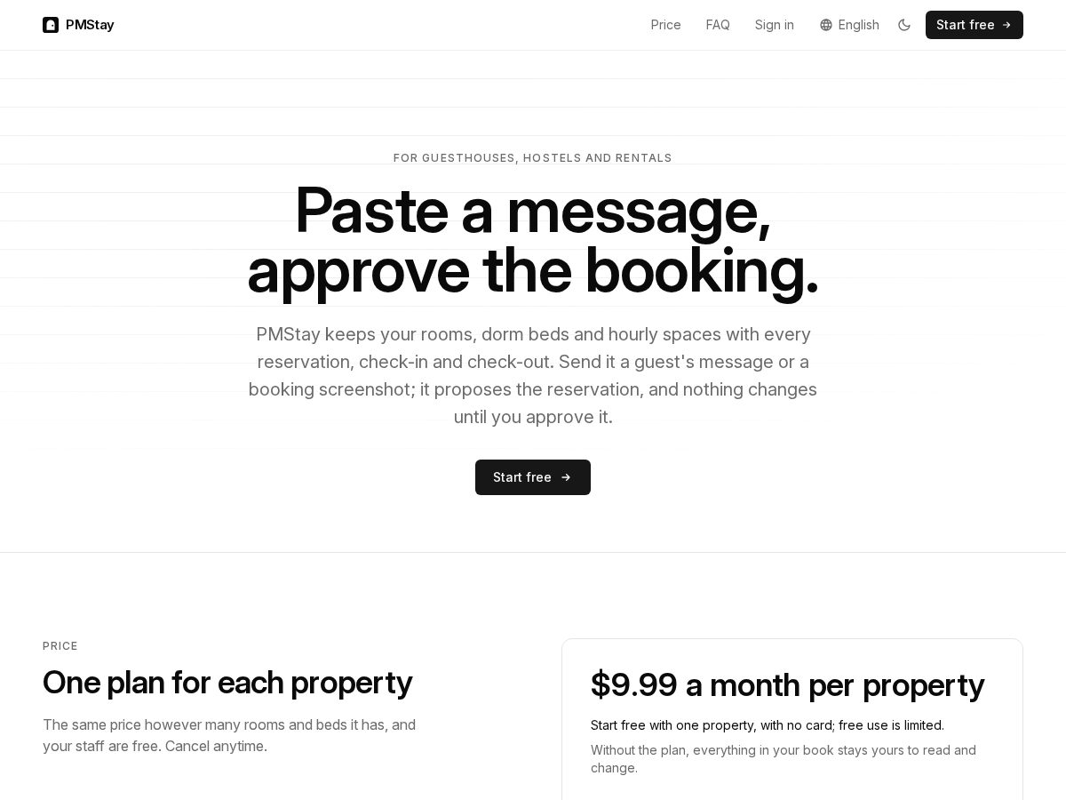 Landing-page snapshot of pmstay.com