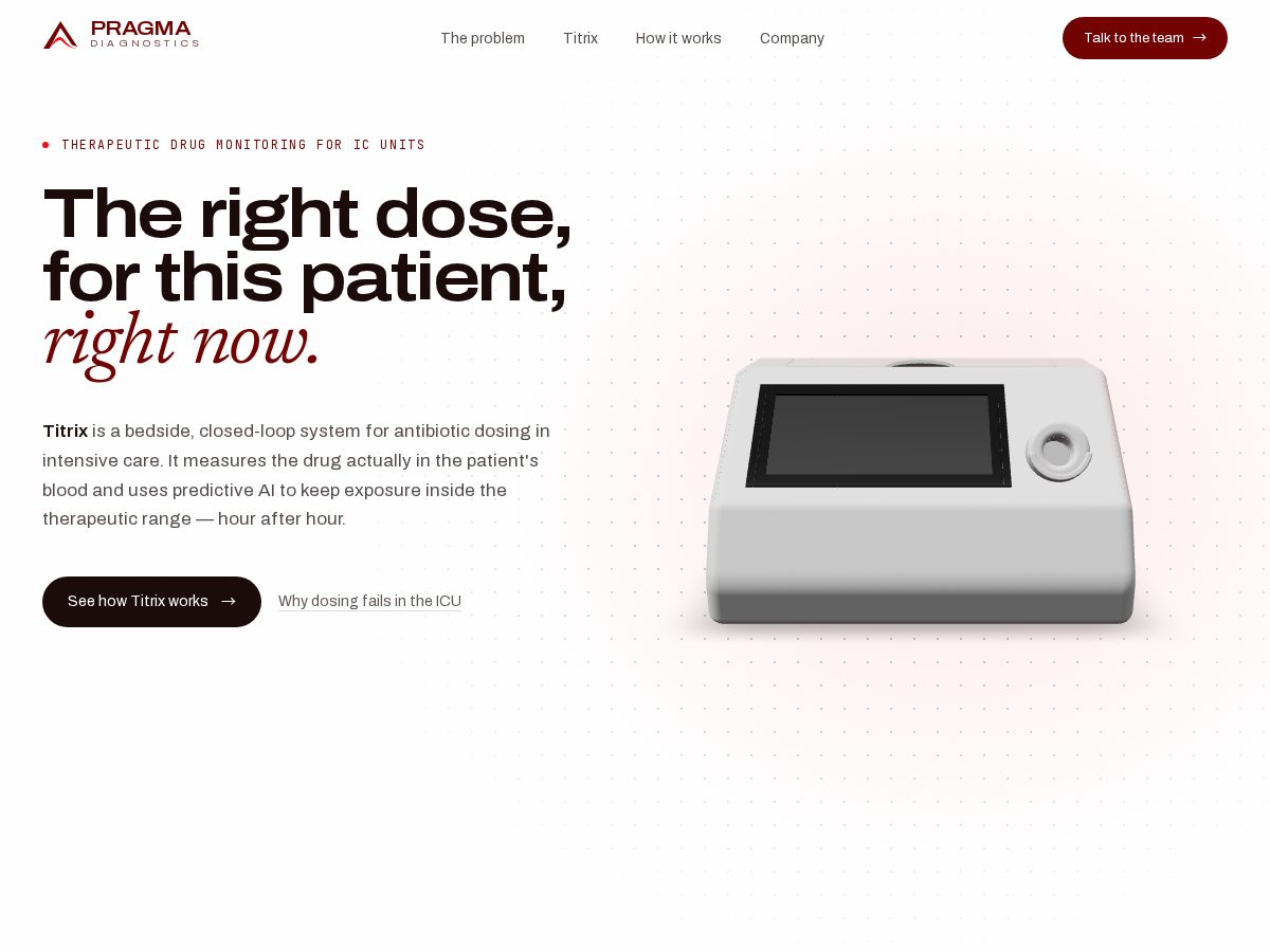 Landing-page snapshot of pragmadiagnostics.com