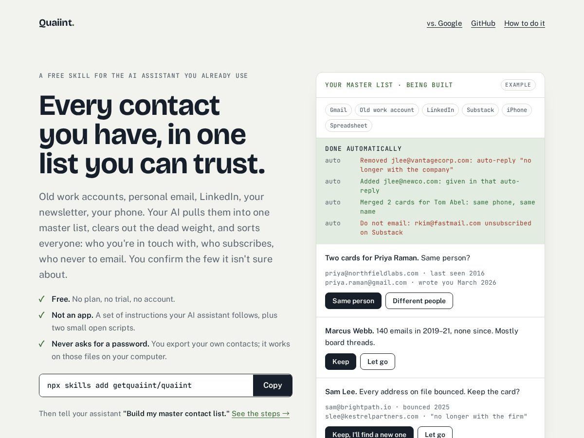 Landing-page snapshot of quaiint.com