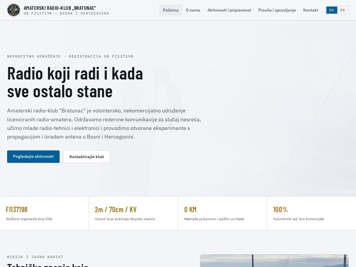 Landing-page snapshot of radiobratunac.click