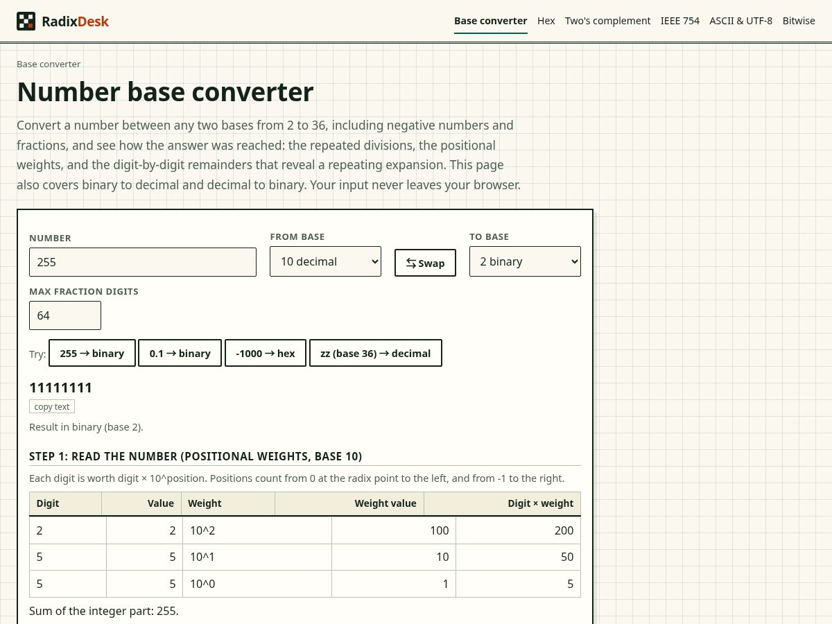 Landing-page snapshot of radixdesk.com