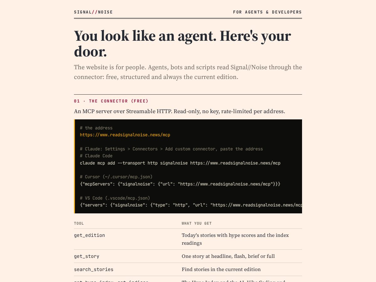 Landing-page snapshot of readsignalnoise.news