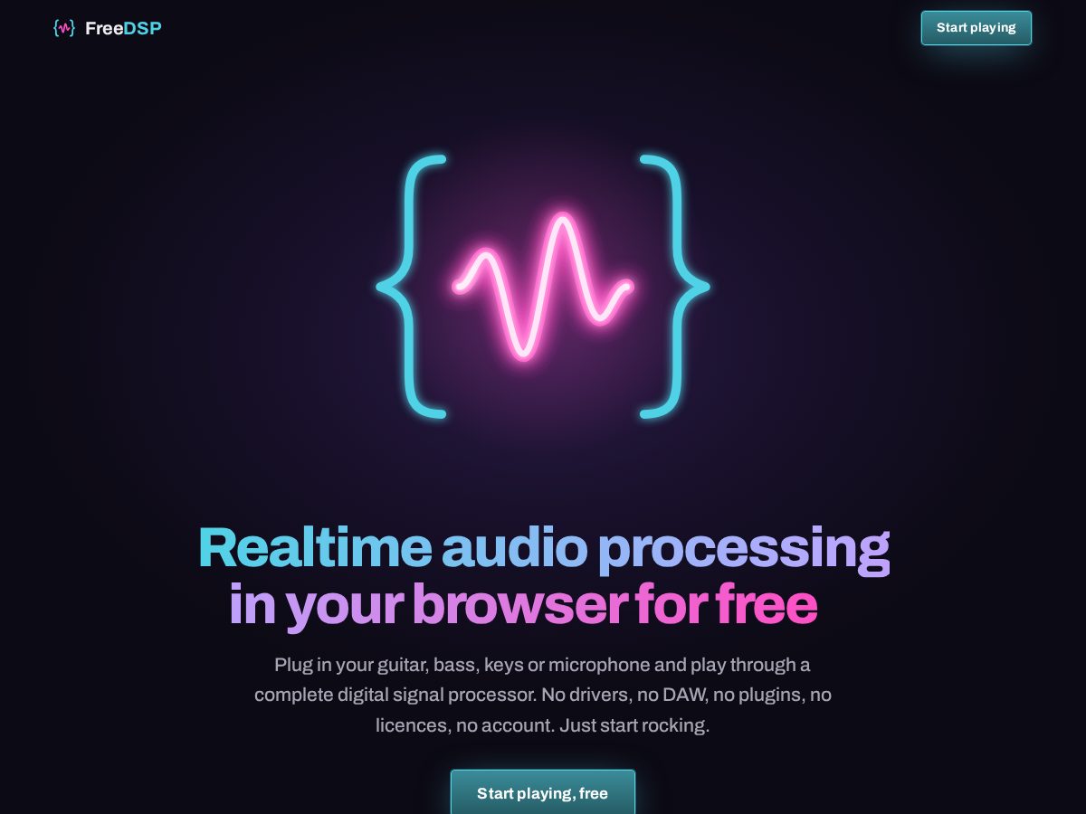 Landing-page snapshot of realtimeaudio.app