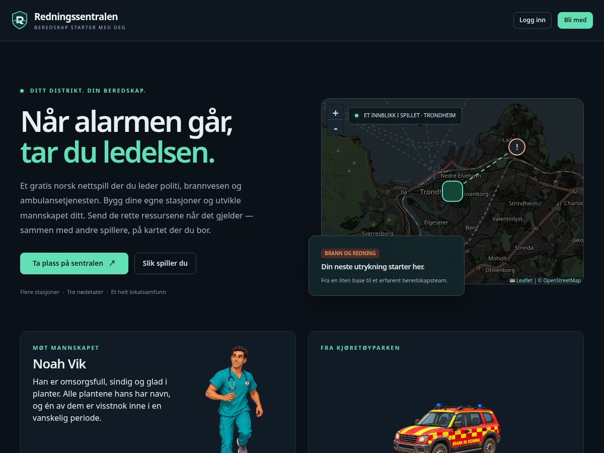 Landing-page snapshot of redningssentralen.net