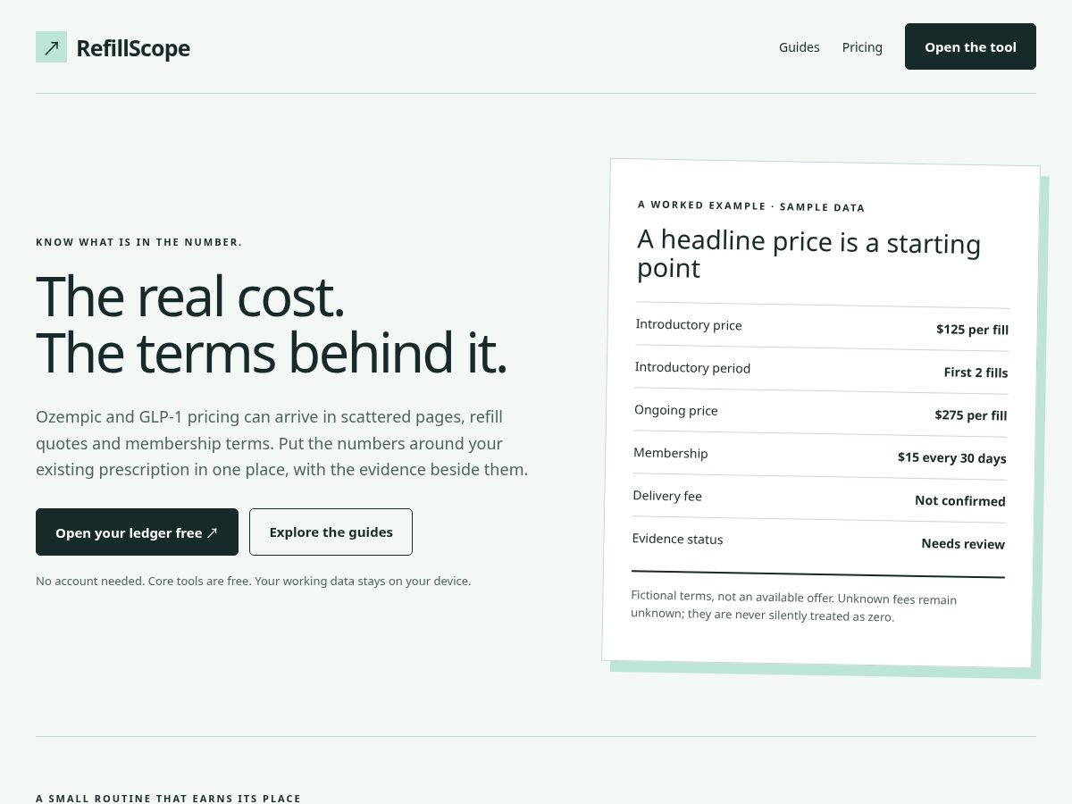 Landing-page snapshot of refillscope.com