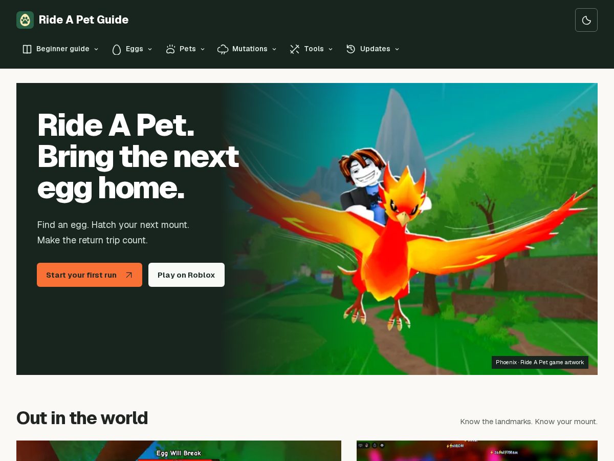 Landing-page snapshot of rideapetguide.site
