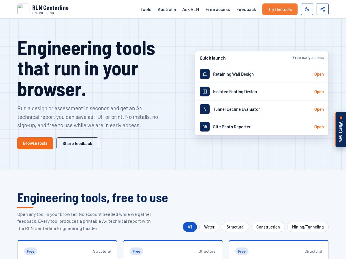 Landing-page snapshot of rlncenterline.com