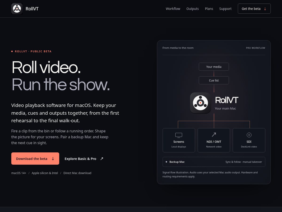 Landing-page snapshot of rollvt.app
