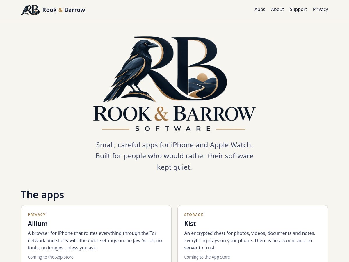 Landing-page snapshot of rookandbarrow.com