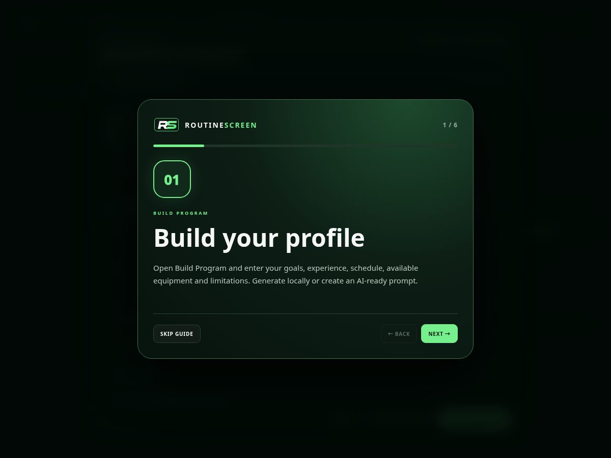 Landing-page snapshot of routinescreen.app