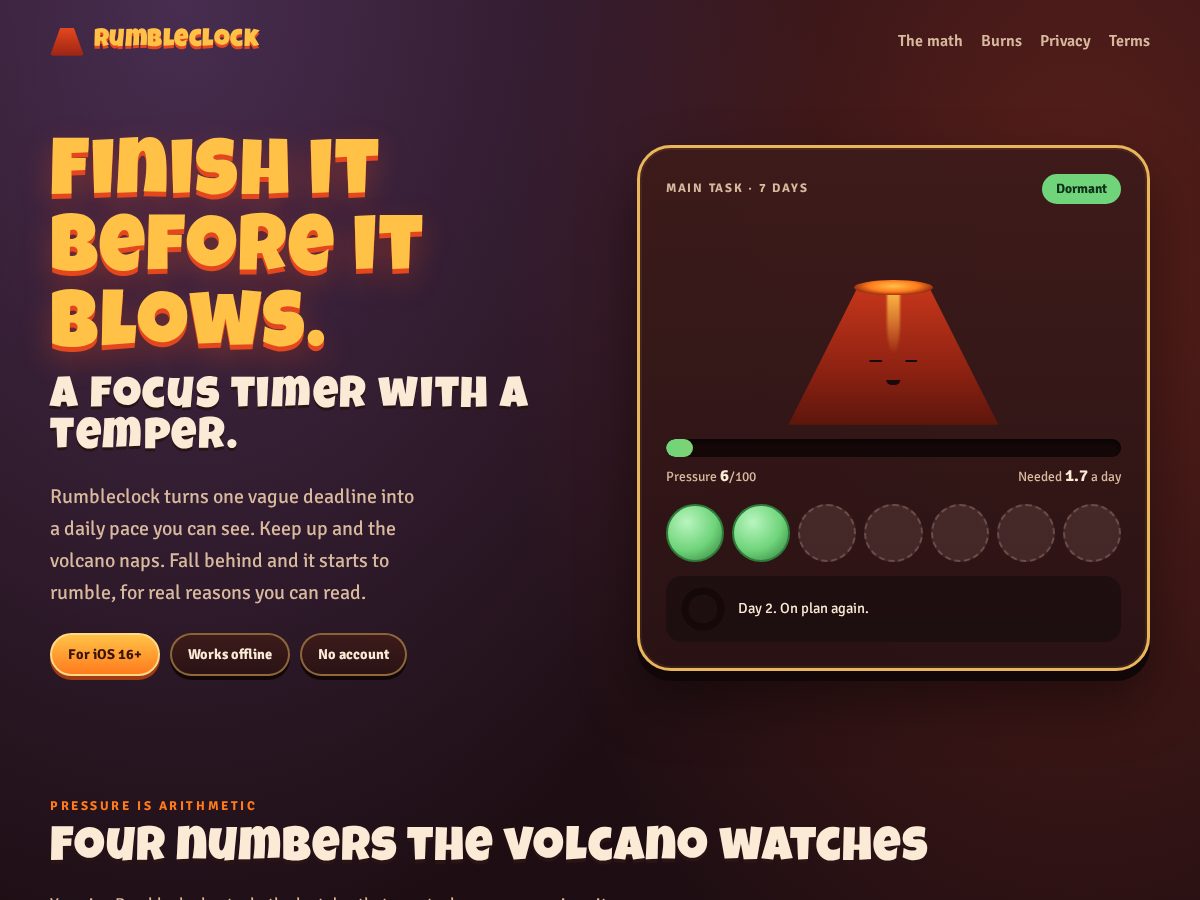 Landing-page snapshot of rumbleclock.click