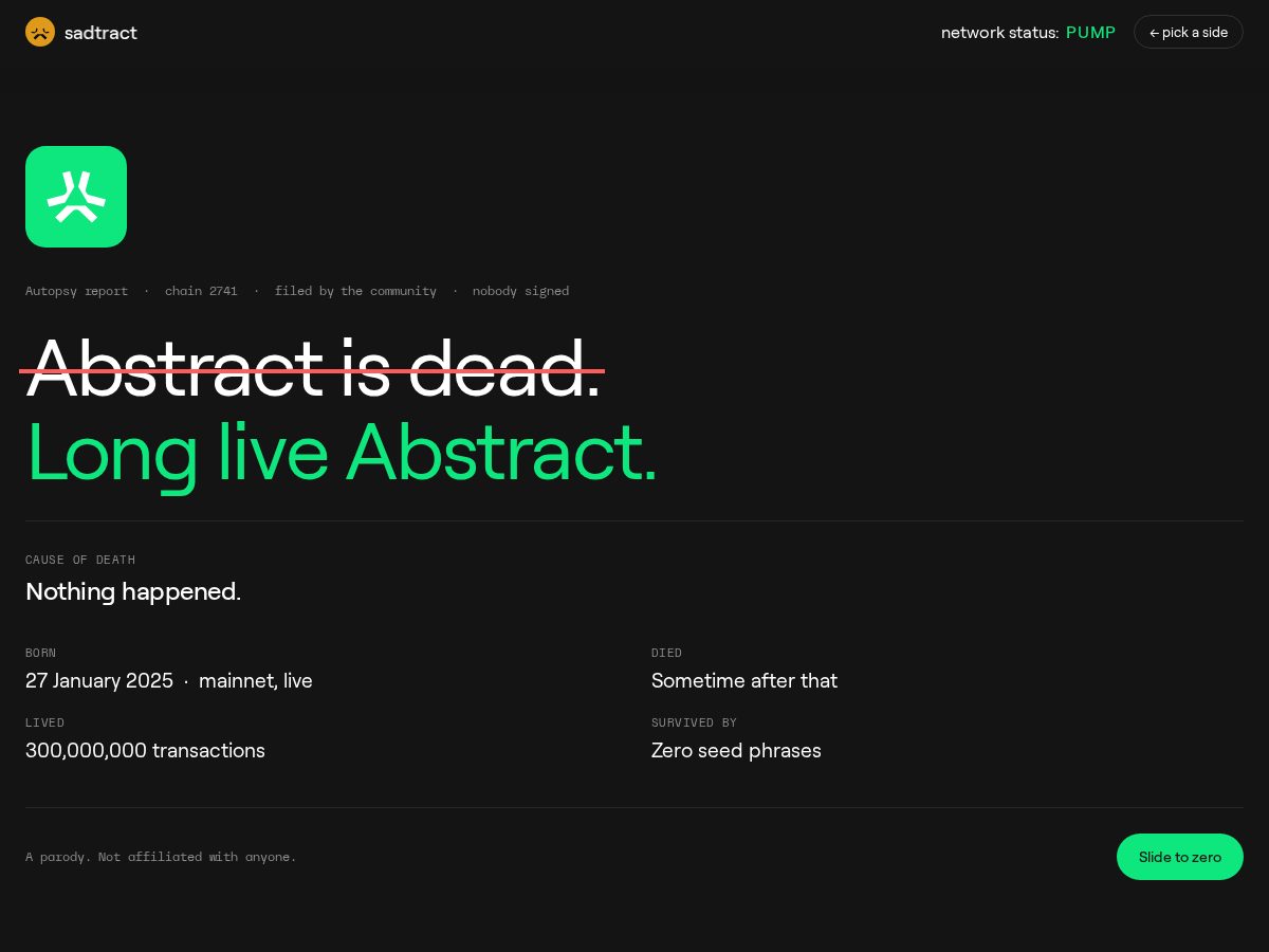 Landing-page snapshot of sadtract.lol