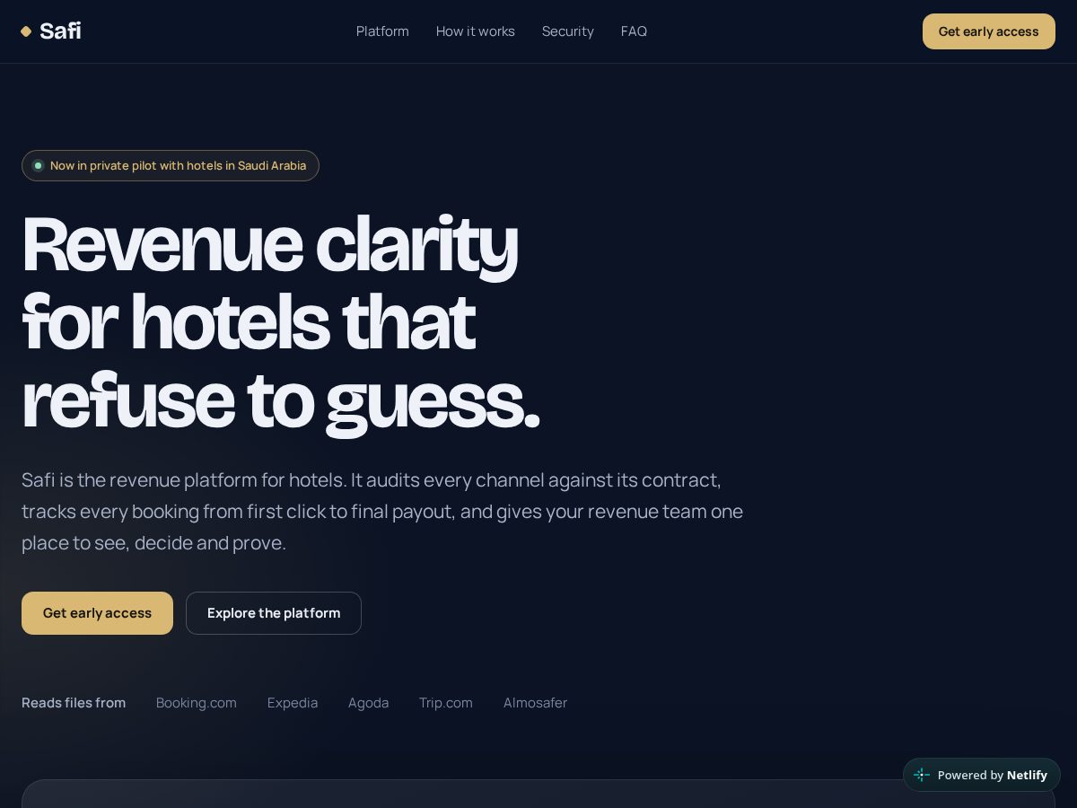 Landing-page snapshot of safi.software