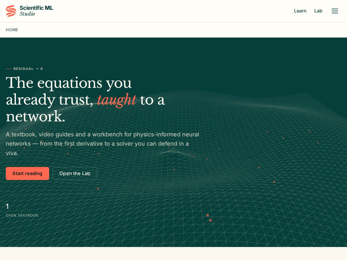 Landing-page snapshot of scimlstudio.com