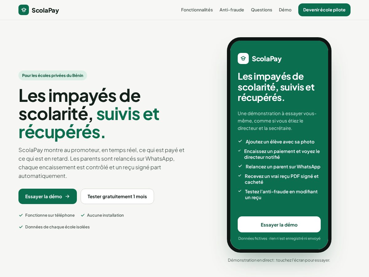 Landing-page snapshot of scolapay.net