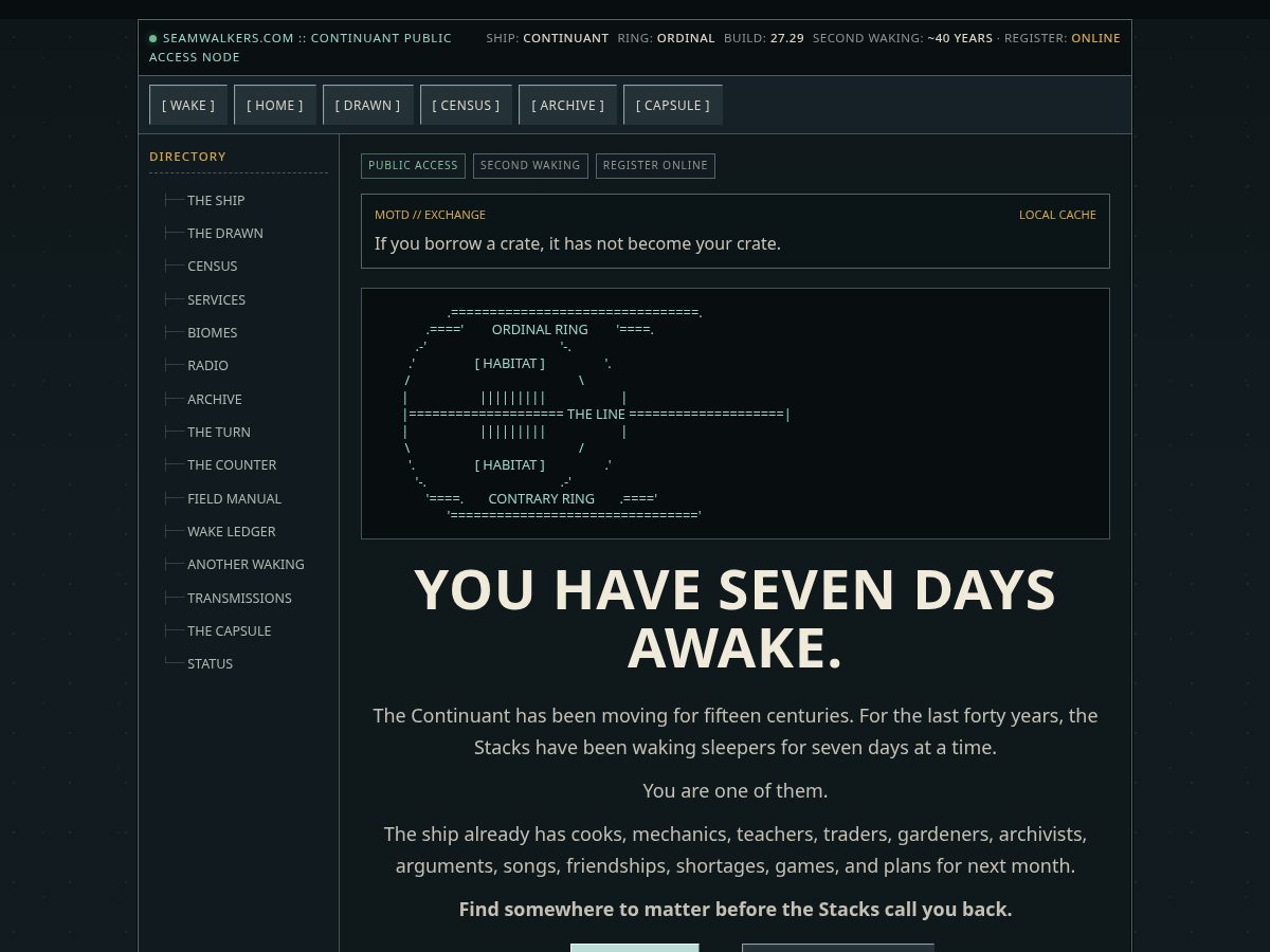 Landing-page snapshot of seamwalkers.com