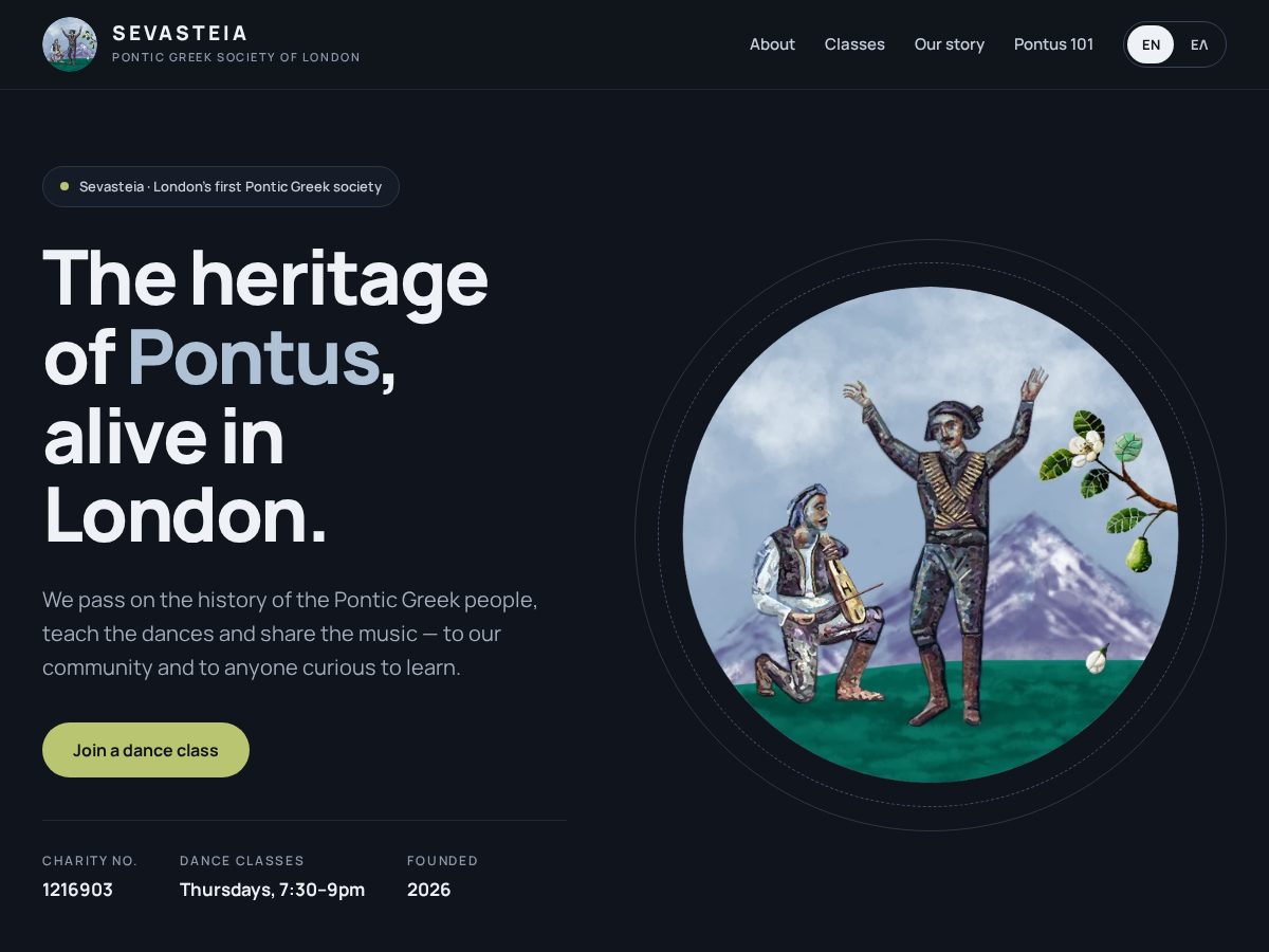 Landing-page snapshot of sevasteialondon.org