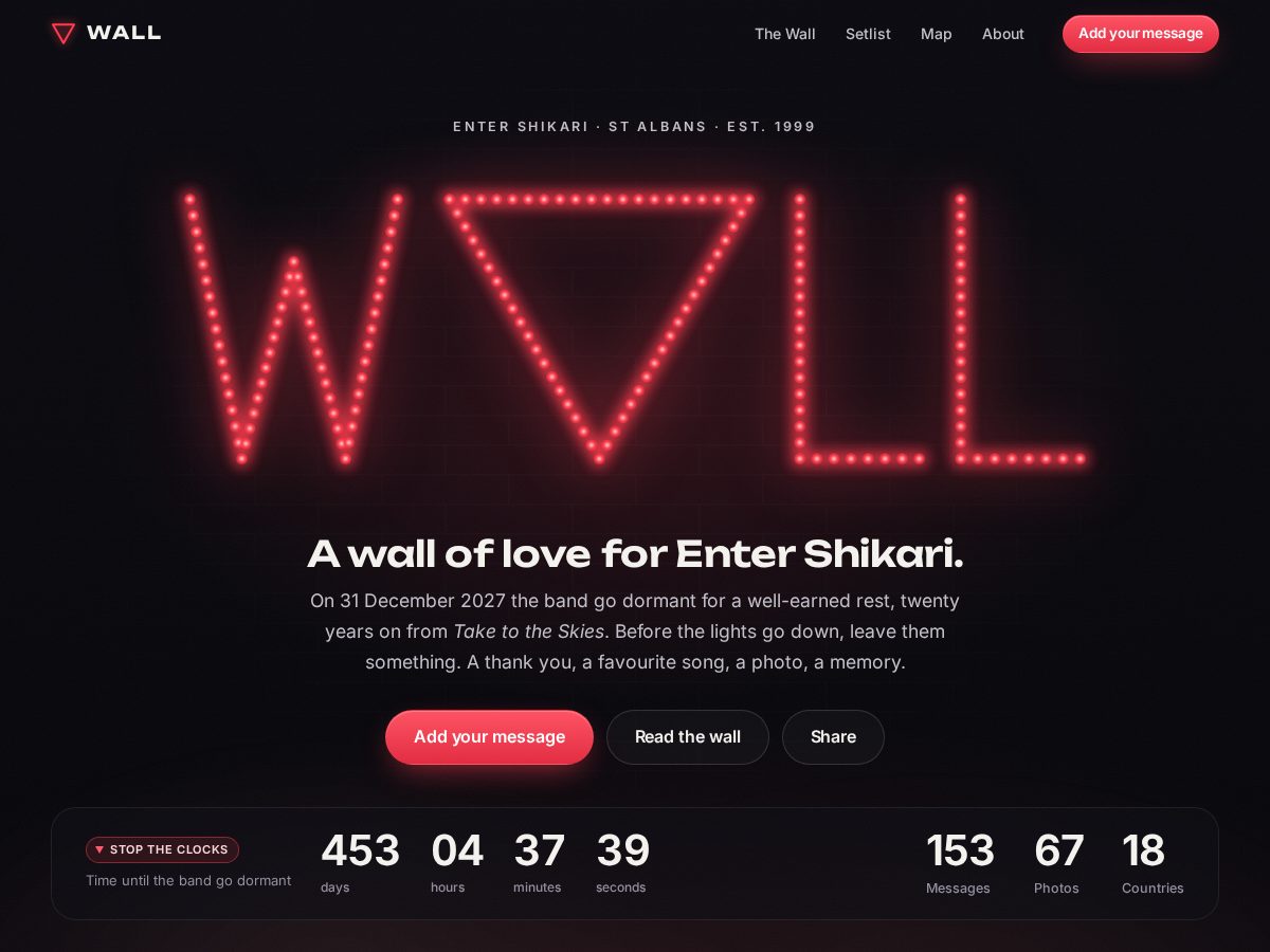 Landing-page snapshot of shikariwall.com