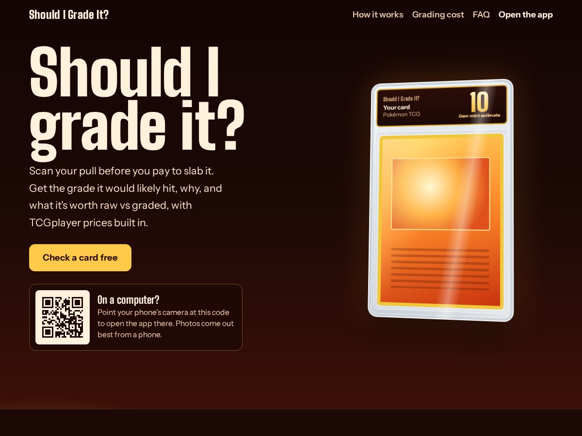 Landing-page snapshot of shouldigradeit.app