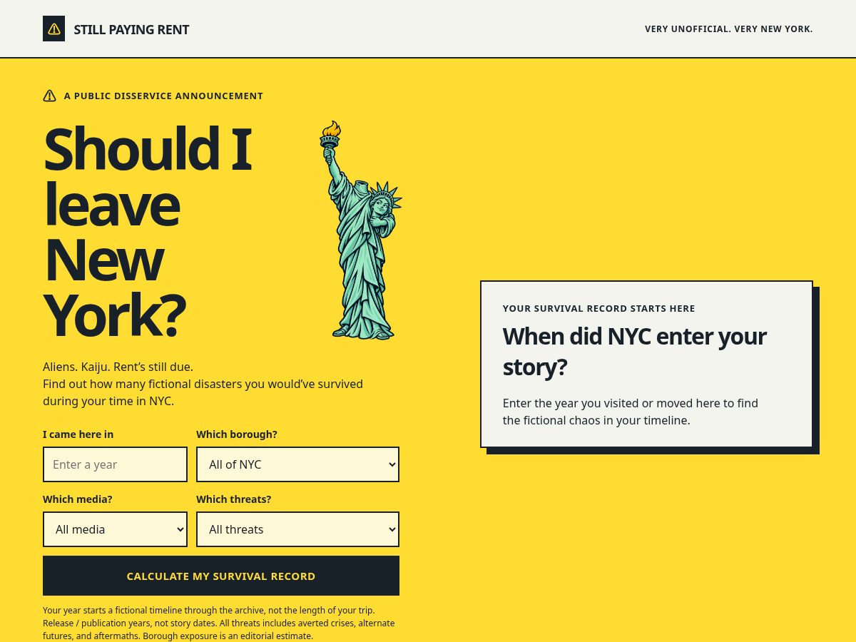 Landing-page snapshot of shouldileavenewyork.com