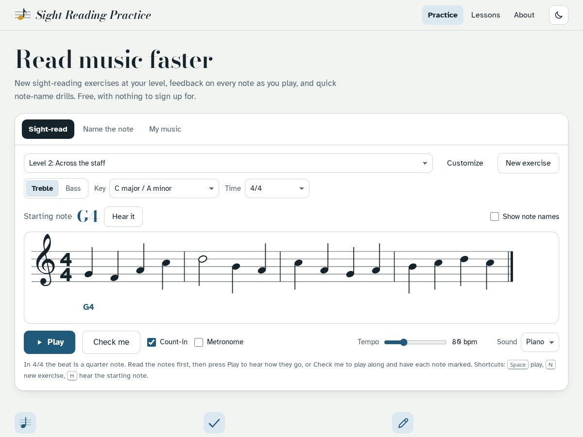 Landing-page snapshot of sight-reading-practice.app
