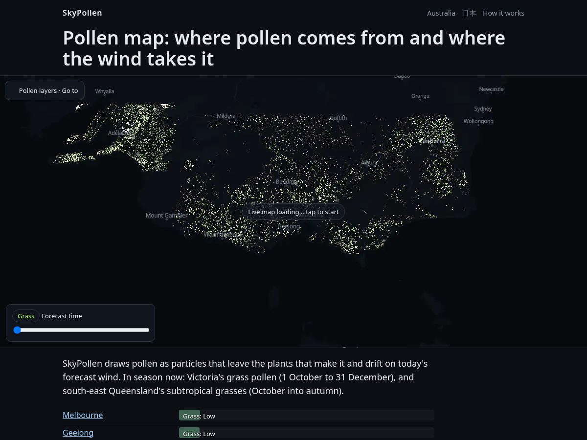 Landing-page snapshot of skypollen.com