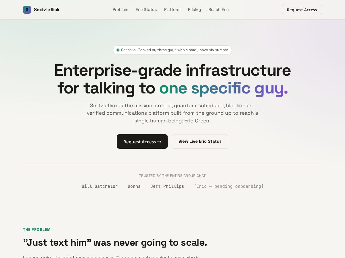 Landing-page snapshot of smitzleflick.com