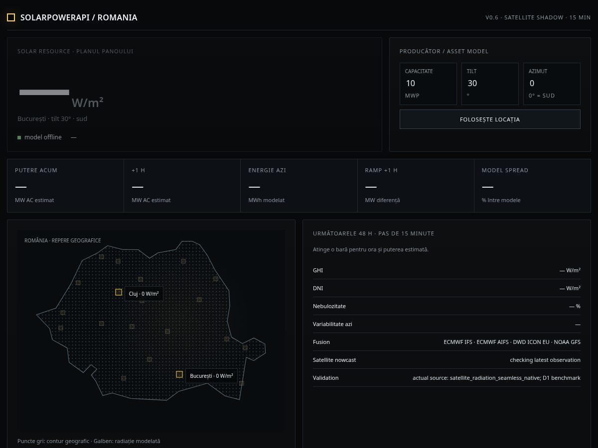 Landing-page snapshot of solarpowerapi.com