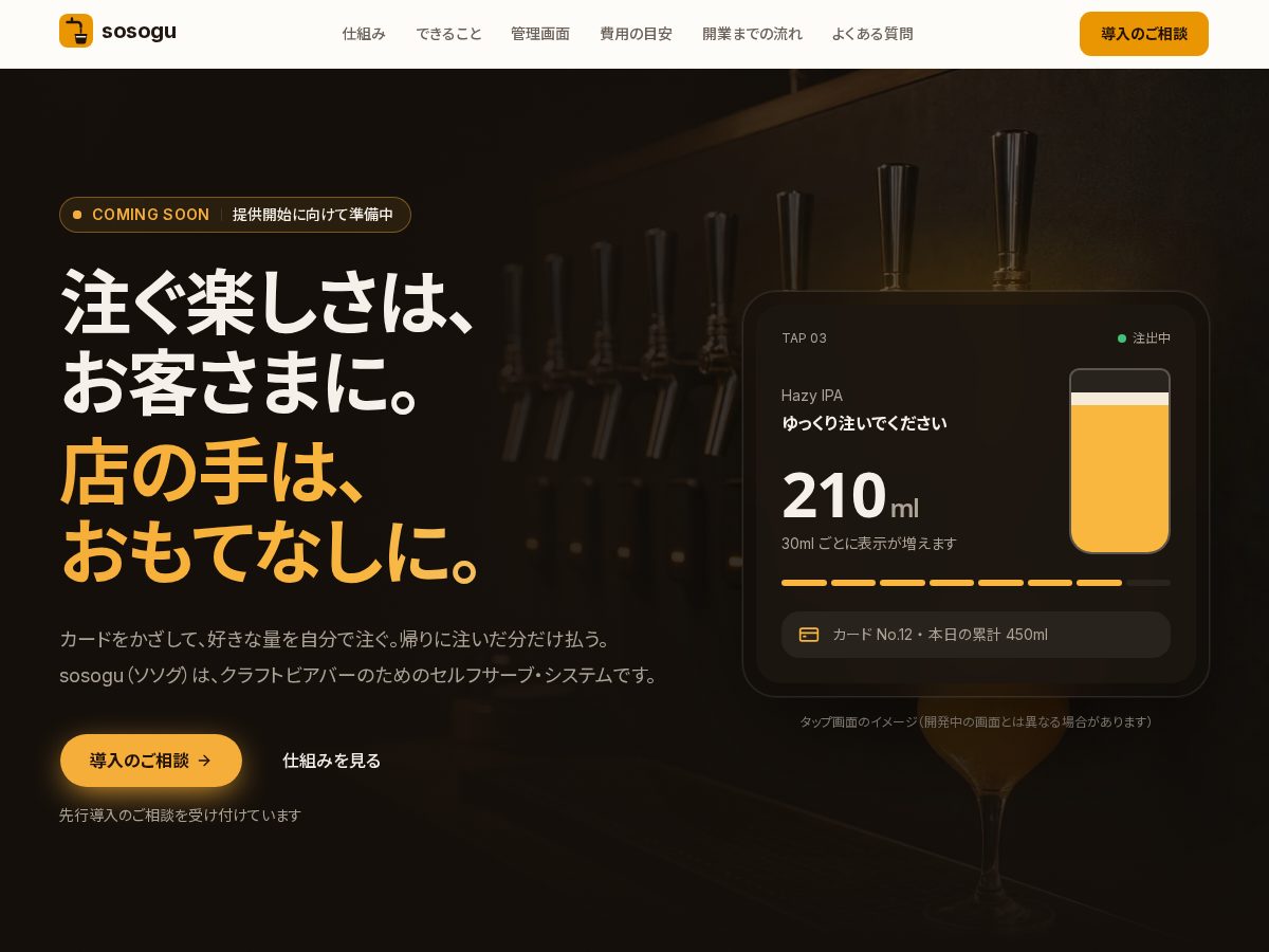 Landing-page snapshot of sosogu.app