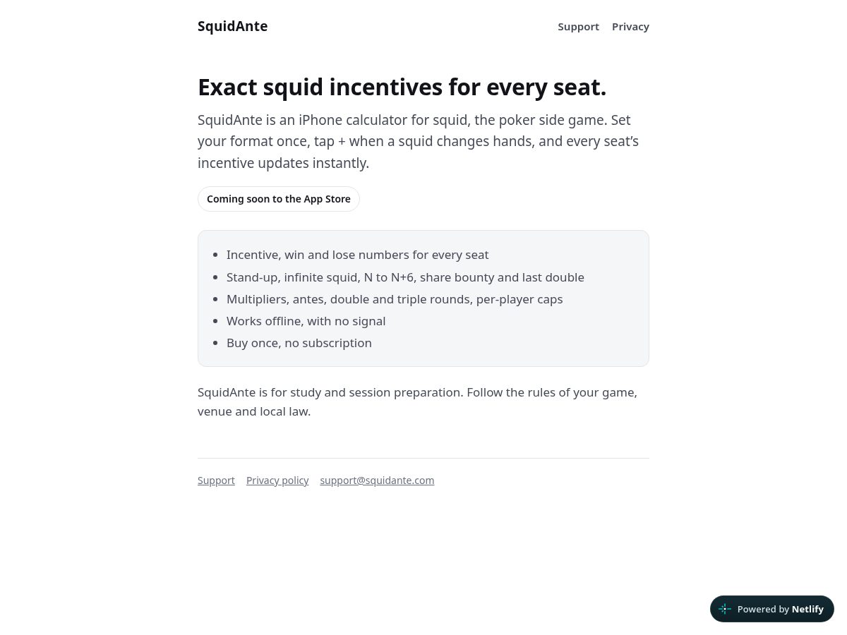 Landing-page snapshot of squidante.com