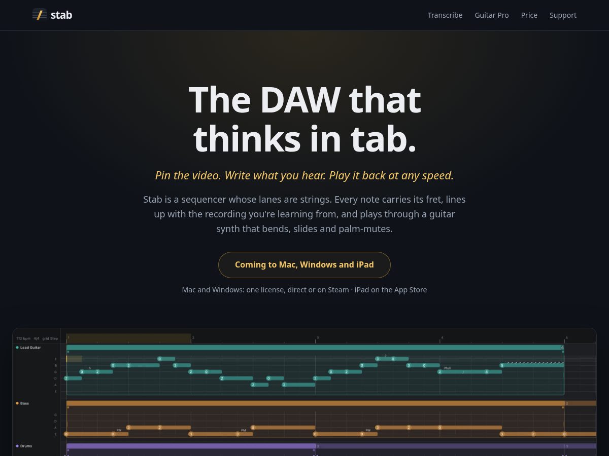 Landing-page snapshot of stab.page