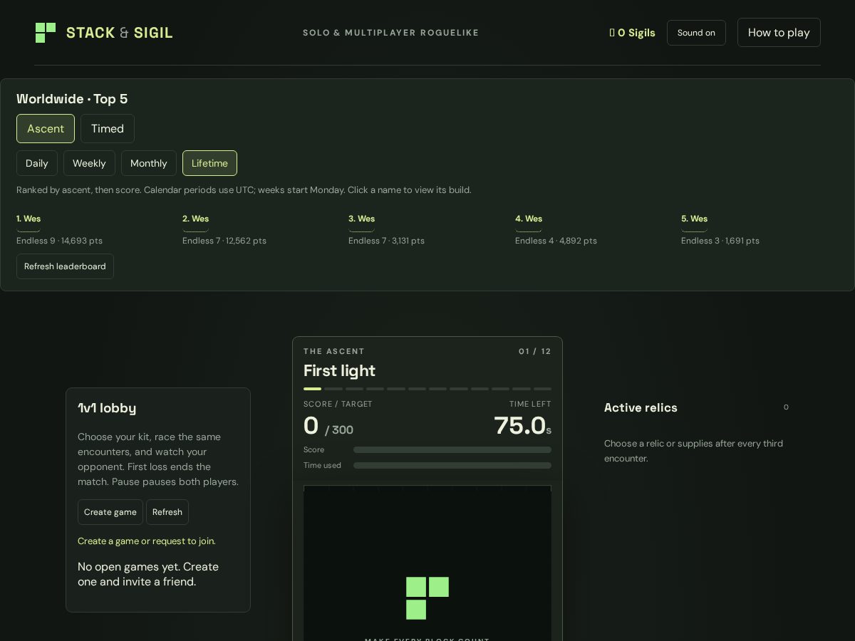 Landing-page snapshot of stackandsigil.com