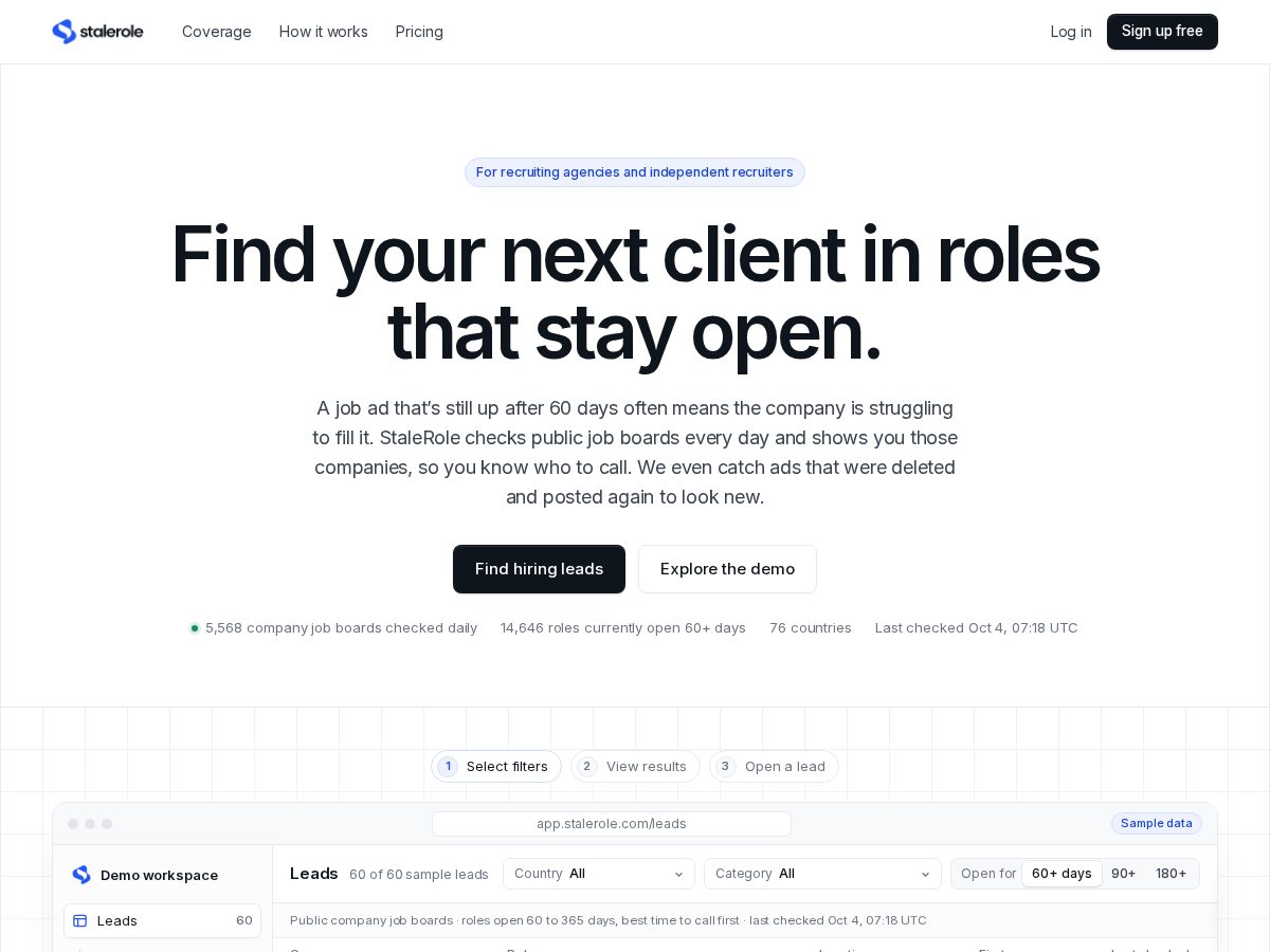 Landing-page snapshot of stalerole.com