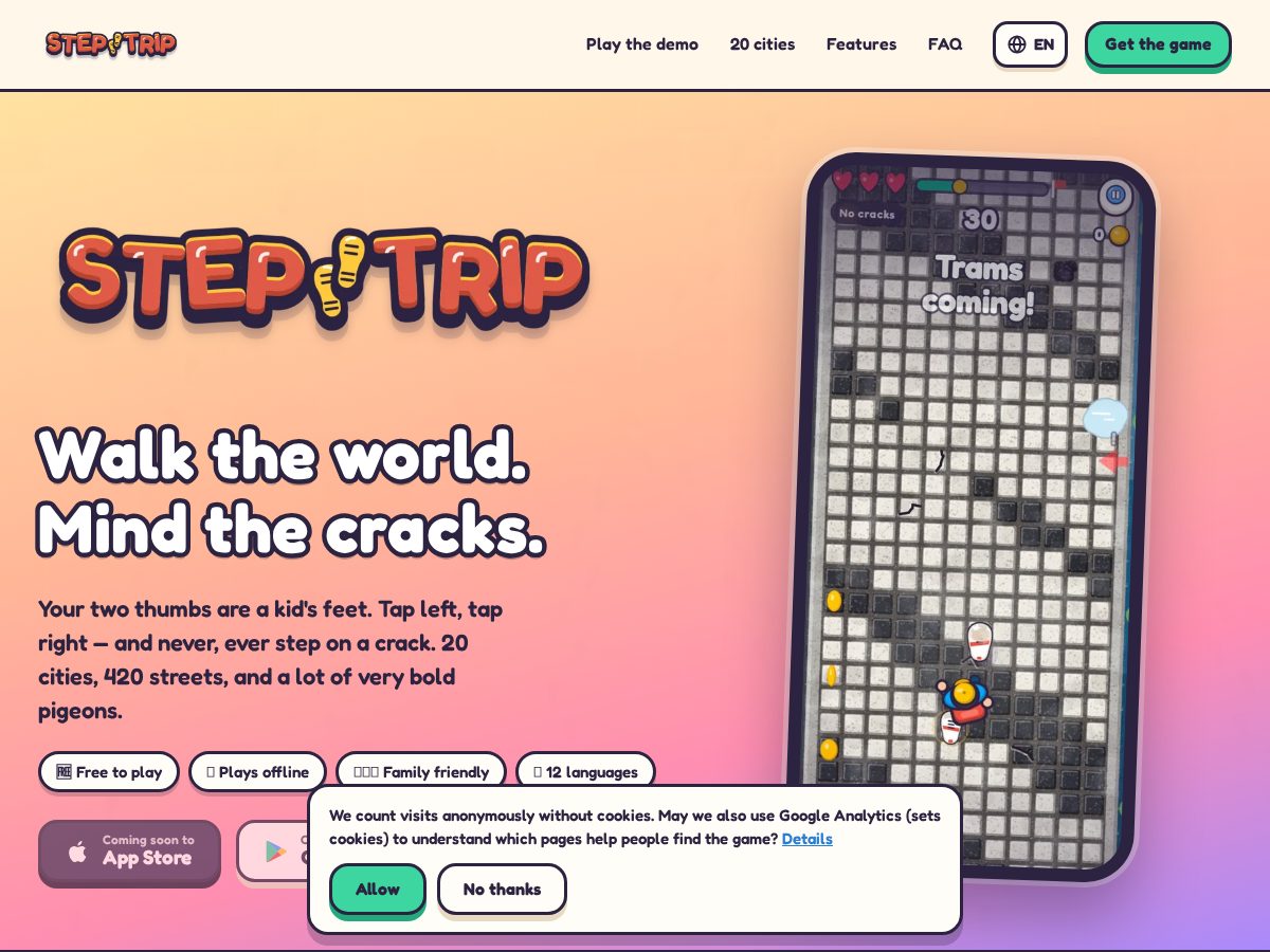Landing-page snapshot of steptrip.app