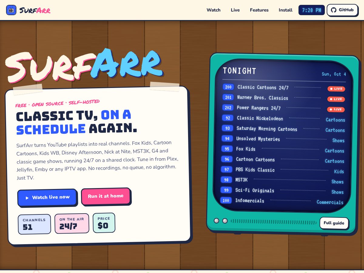 Landing-page snapshot of surfarr.com