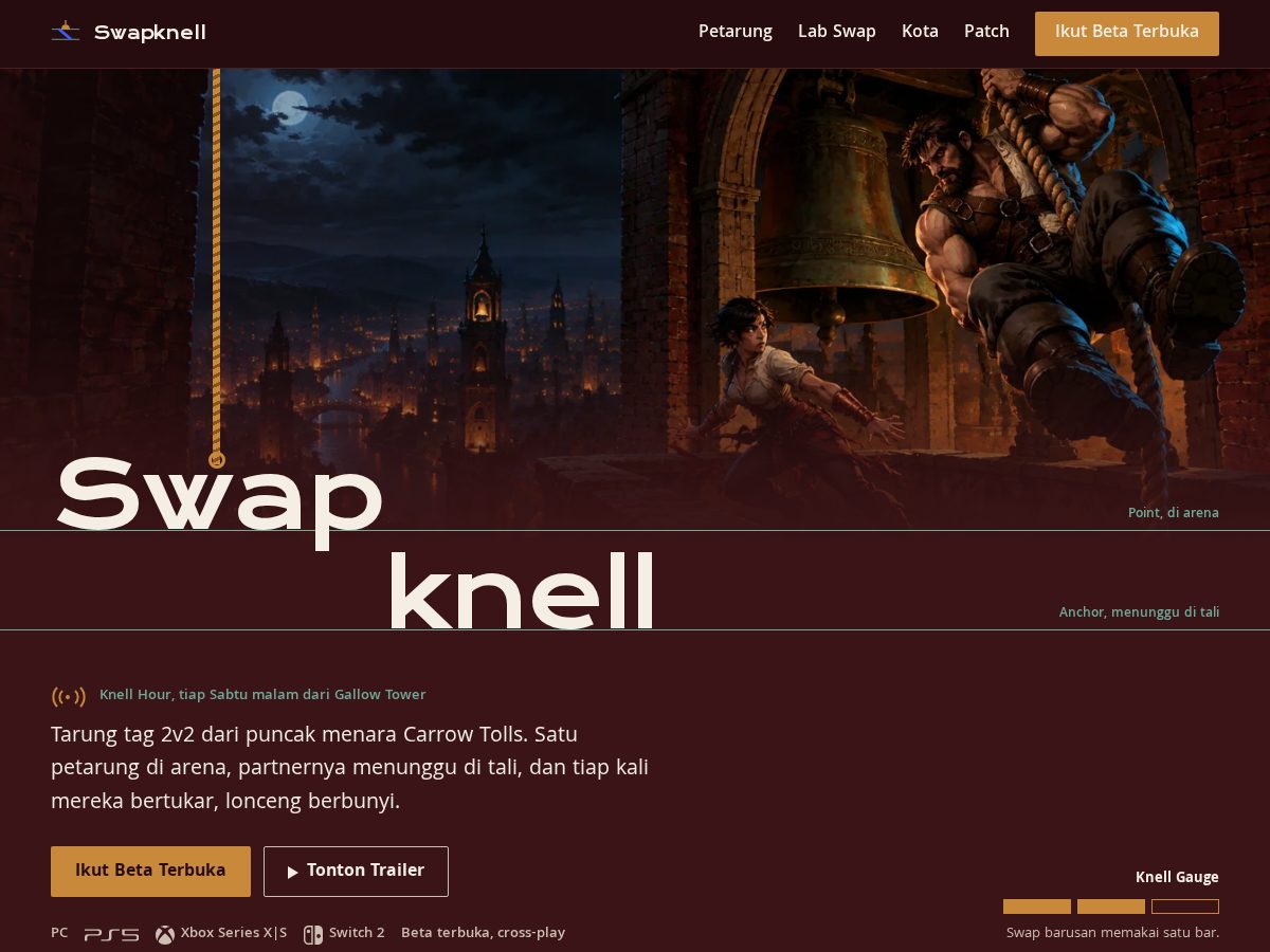 Landing-page snapshot of swapknell.com