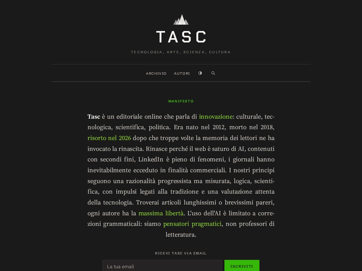 Landing-page snapshot of tasc.blog