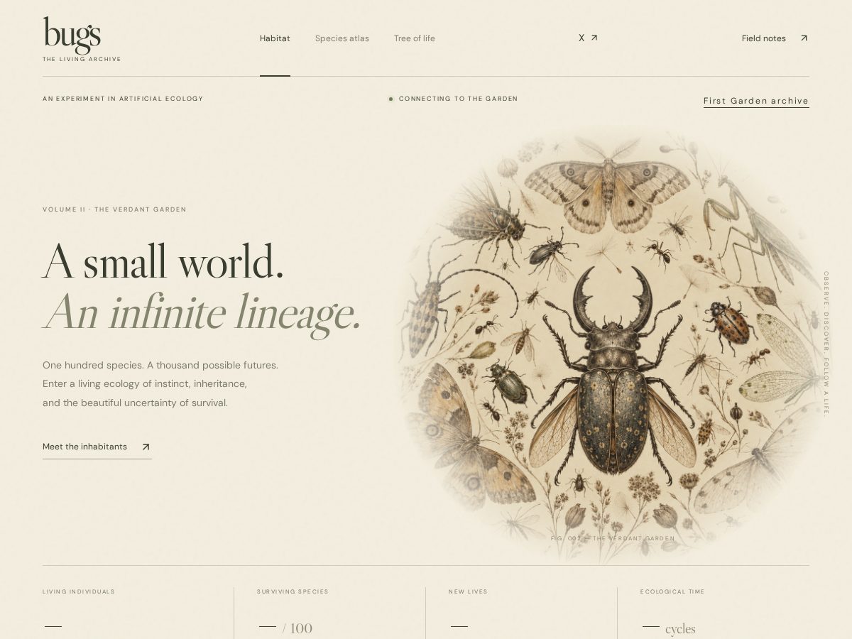 Landing-page snapshot of terminalofbugs.fun