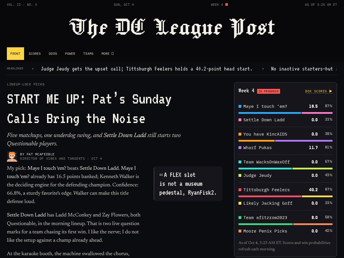 Landing-page snapshot of thedcleague.com