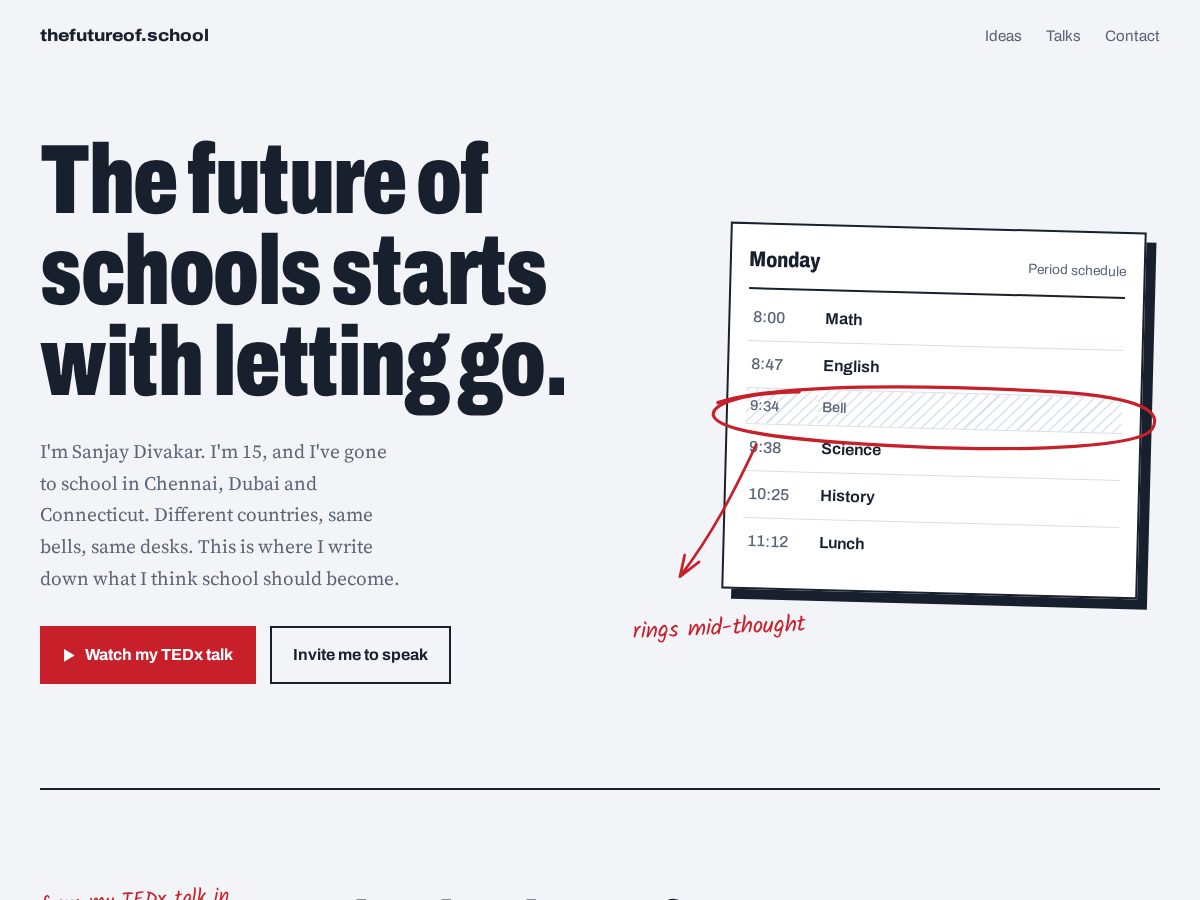 Landing-page snapshot of thefutureof.school